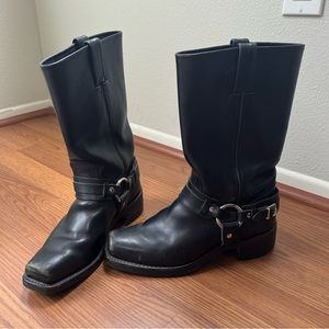 Frye Belted Harness Tall Square Toe Pull On Moto Boot